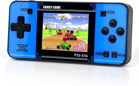 Handheld Game for Kids ,Built-in 220 32-bit Video Games, 3.0 IPS Screen, Rechargeable Portable Game Console, Travel Mini Arcade Electronic Toys Gift for Boys and Girls Black+Blue