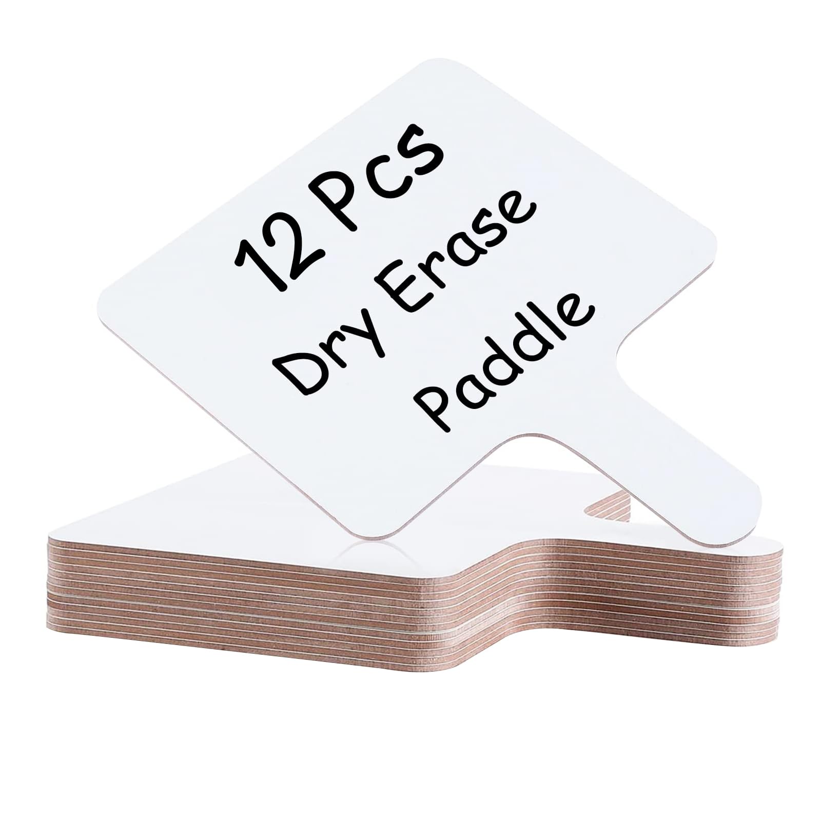 12 PCS 8 x 10 Inch Dry Erase Paddle, Handheld Wooden White Board Double Sided Dry Erase Signs Auction Paddles for Students Classroom Office Meeting