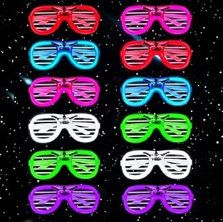 lumous rola 12 Pcs Light Up Led Glasses Luminous Glow In The Dark Flashing Glasses For Kids, Rave, EDM, Halloween RB01 Birthday Party Supplies PATENTED (Oval)