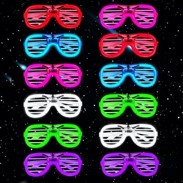 lumous rola 12 Pcs Light Up Led Glasses Luminous Glow In The Dark Flashing Glasses For Kids, Rave, EDM, Halloween RB01 Birthday Party Supplies PATENTED (Oval)
