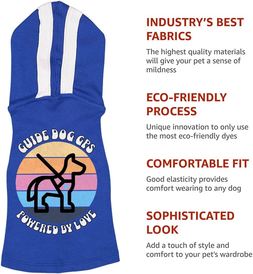 Guide Dog Symbol Dog Shirt with Hoodie - Vintage Dog Hoodie - Cool Design Dog Clothing - Royal White, 2XL