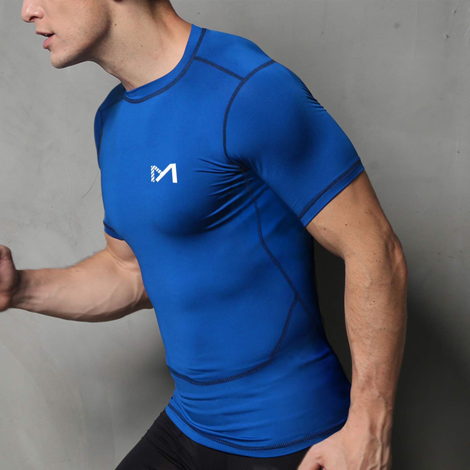 MEETYOO Maglietta Uomo, Maglia a Manica Corta Compressione T Shirt Sportiva per Corsa Ciclismo Fitness