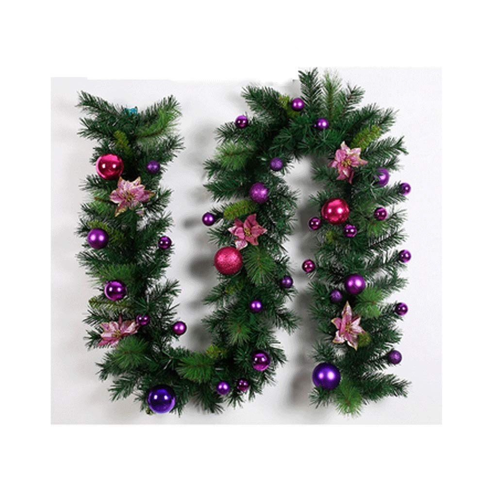 Guirnalda Artificial Guirnalda navideña Decoraciones navideñas cifradas con Agujas de Pino para Ventanas, Balcones, árboles de Navidad, Puertas Corona de 2,7 m / 8,8 pies para Puerta de Entrada
