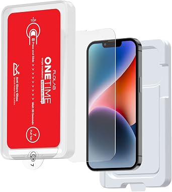 FLOLAB NanoArmour ONETIME مناسب لحالة iPhone 14 Plus / 13 Pro Max Anti Glare Screen Protector زجاج مقسى من الدرجة العسكرية - متين ، ناعم ، سطح غير لامع ، سهل التركيب بدون غبار