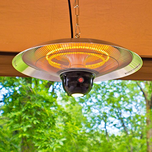 Energ+ Infrared Electric Outdoor Heater - Hanging With Led & Remote, Silver, Model: Hea-21522 Silver #TOP2