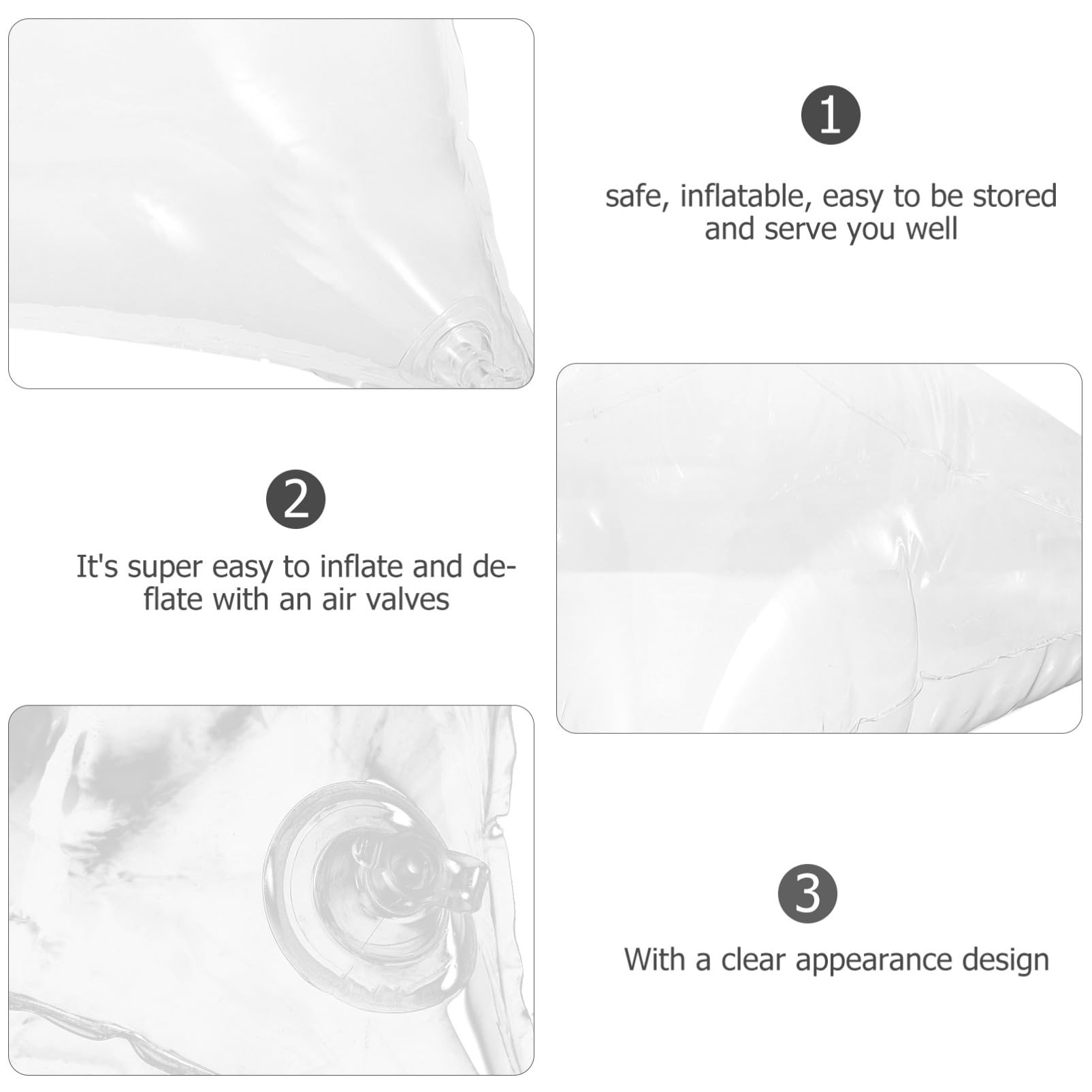 Gatuida 5pièces Oreiller Gonflable Transparent Coussin De Camping Ajustable Et Étanche pour Voyage Et Détente Extérieur