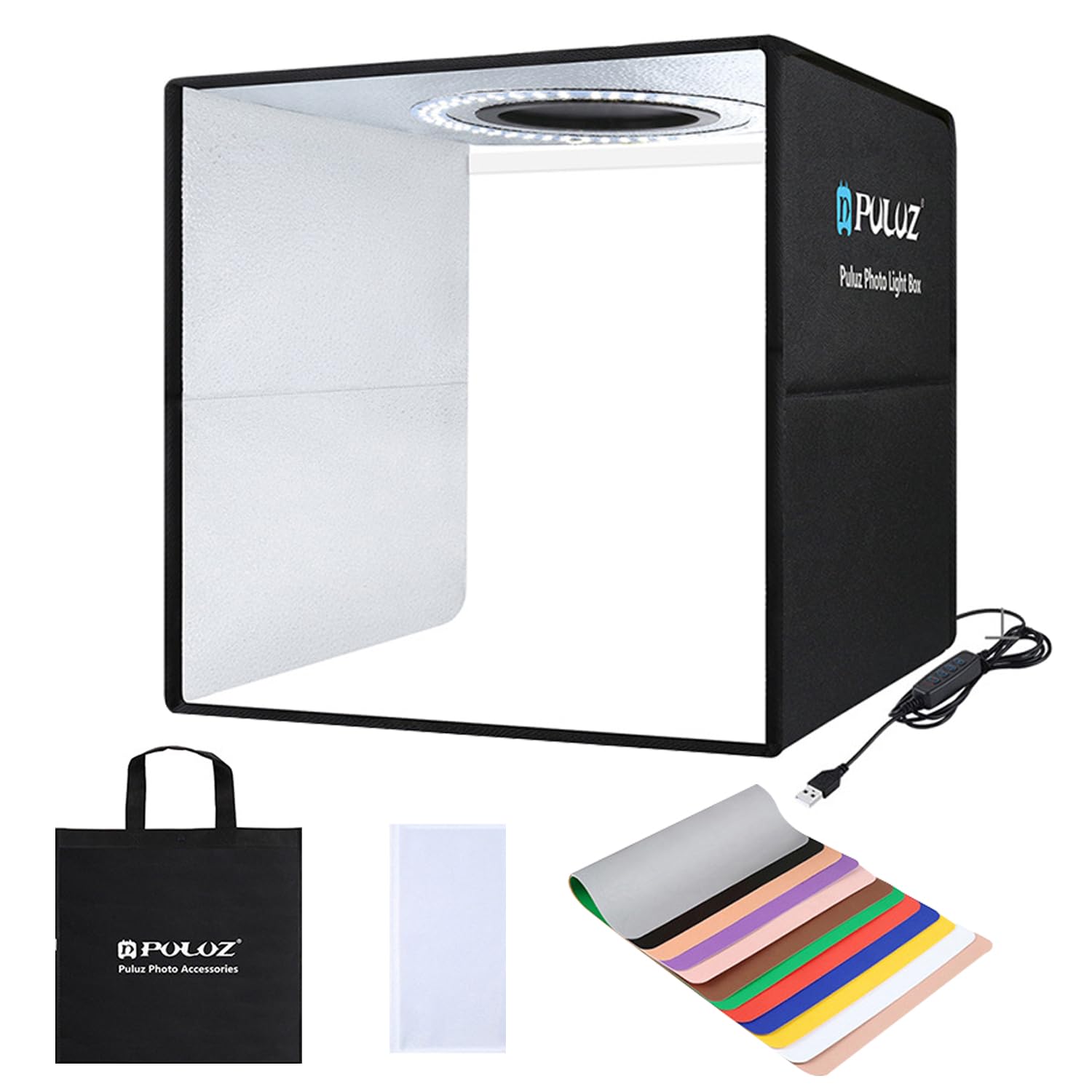 撮影ボックス　90×90×90 LED調光可　背景有り Amazon | 撮影ボックス SAMTIAN 60x60x60cm 6*背景布（黒、白