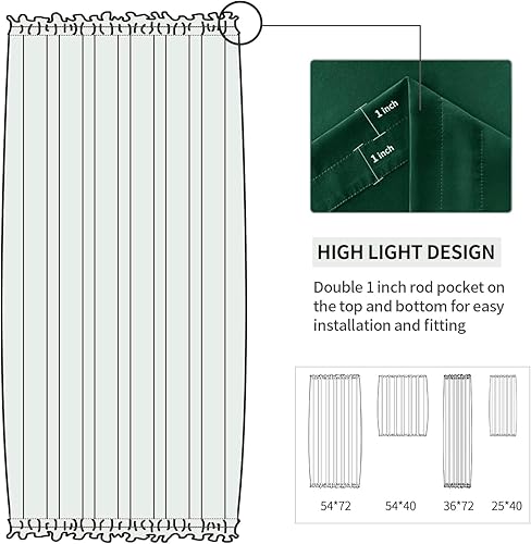 Miniatura 86 de DWCN Cortinas para puerta francesa: cortina térmica con bolsillo para barra para puertas con ventana de cristal, puertas de cocina y patio