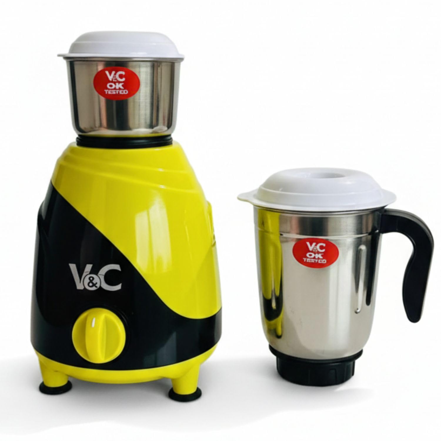 V&C Mixer Grinder 450 Watt with 2 Stainless Steel Jars | Powerful Motor | Multi-Speed Control | Dry & Wet Grinding | Home Kitchen Appliance (Black & Yellow)-image-38