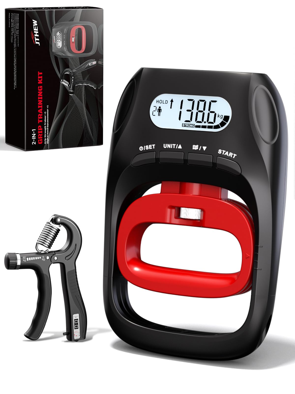 Grip Strength Tester Trainer - Electronic Hand Dynamometer of 400lbs/180kg & Grip strengthener with Adjustable Resistance for Sport