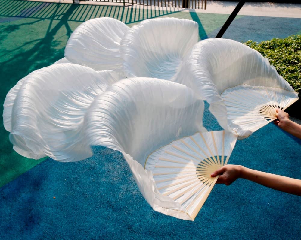 TTSJSM Veils Fan,Velo Danza Del Ventre Seta Ventilatori Di Danza Della Danza Della Danza Della Danza Della Pancia Di Seta 1pc Mano Sinistra 1pc Mano Destra - Foto 2