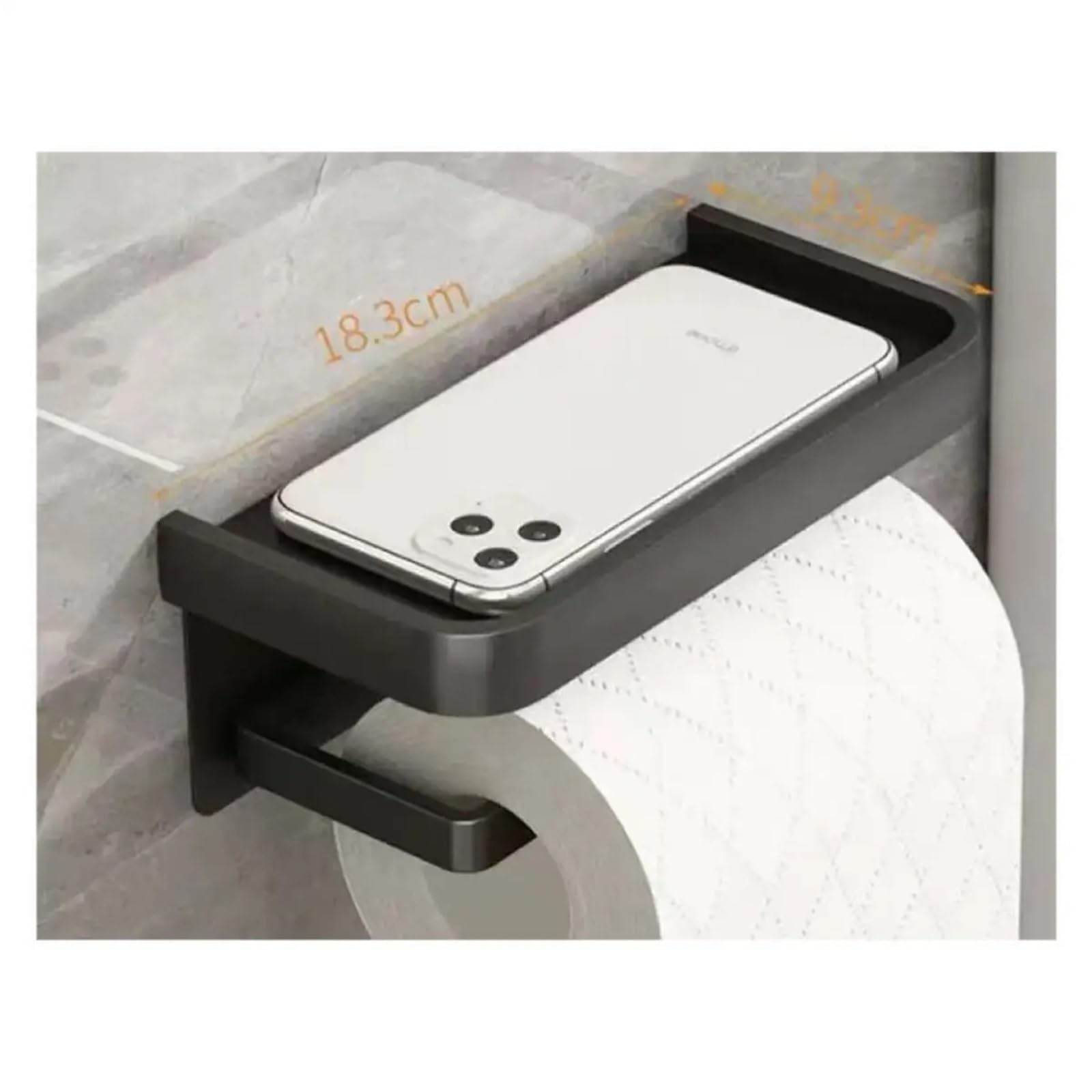 Portarotolo WC adesivo con mensola Porta carta igienica con ripiano | Dispenser di carta igienica in alluminio senza trapano Appendi fazzoletti Accessori for bagno e toilette(ZJP-silvery)
