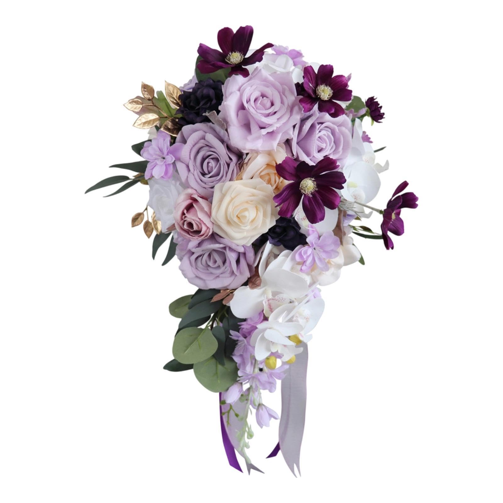 HIFRQVVC Wedding bouquets with handles, Artificial Flower Bouquet 11.81x20.08 Inches Wedding Bridal Gift Home Decor