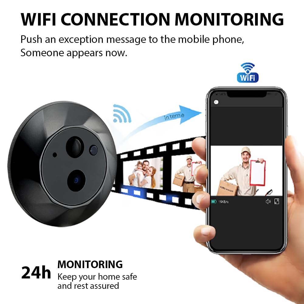 Timbre con vídeo WiFi para cámara de Mirilla de apartamento Pantalla a Color de 4,3 Pulgadas Aplicación Smart TY 1080P PIR Detección de Movimiento Cámara de Alarma Visualización