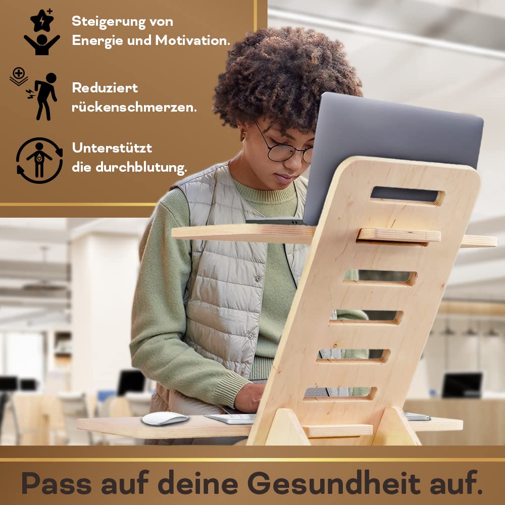 Stehschreibtisch Aufsatz | Stehpult Holz| Standing Desk | Ständer | Schreibtischaufsatz Holz | Stehpulte | Standsome Stehschreibtisch | Steh Schreibtisch | Made in EU