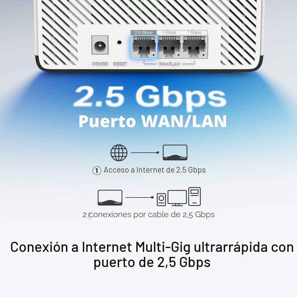 Mercusys Halo H27BE(2-Pack) - Mesh Wi-Fi 7 BE3600Mbps Dual-Band, 2.5G Puerto WAN/LAN, 2 Puertos LAN Gigabit, Cubiertos hasta 650m2, 4K-QAM, MLO, Multi-RUs, Control por App, 2 Unidades