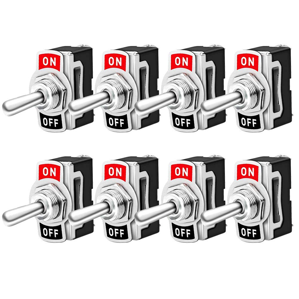 FULARR 8Pcs Professionnel Voiture Commutateur à Levier, ON-OFF 2 Positions 2 Broches SPST Métal Interrupteur Bascule, pour Bateaux