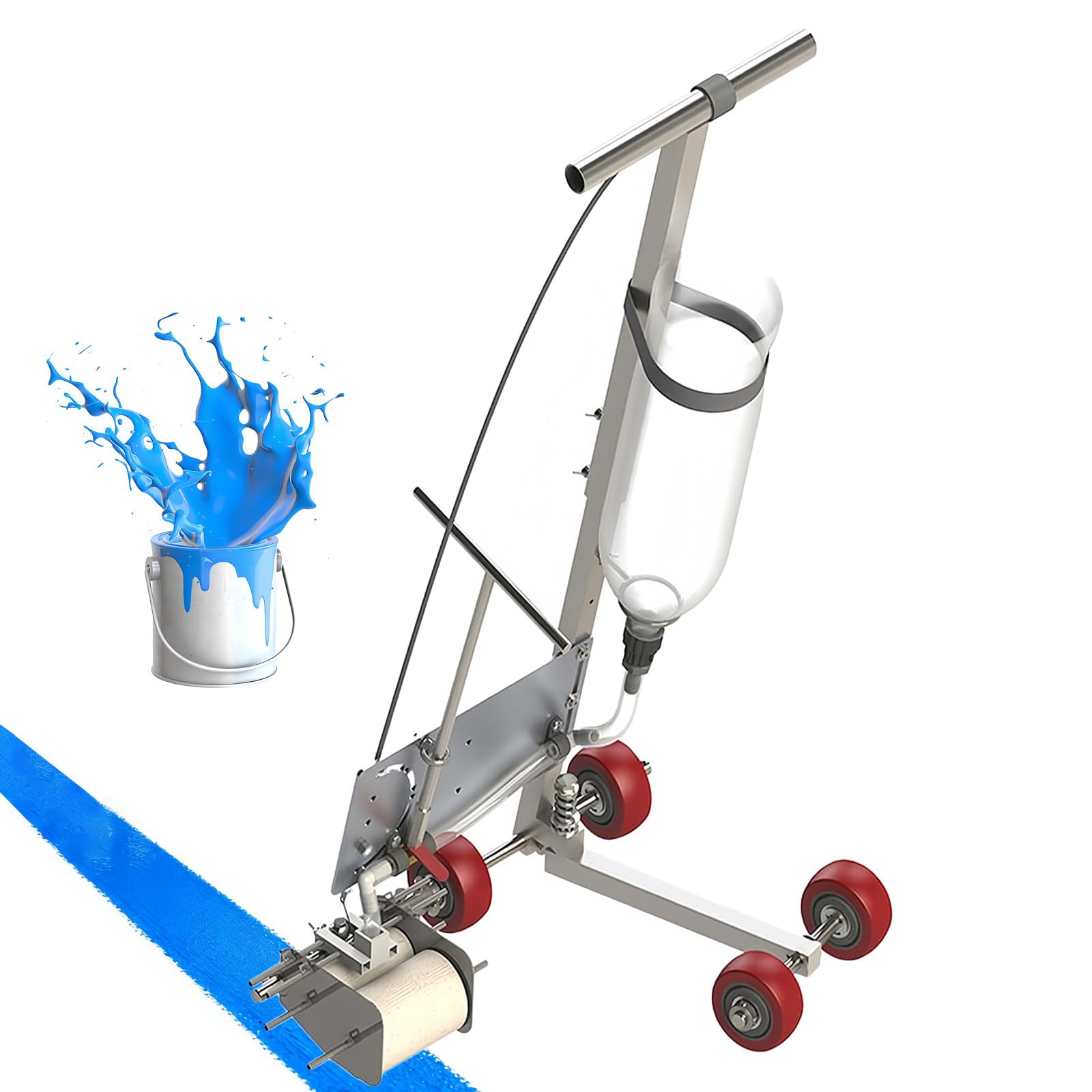 Macchina per marcatura linea, bacchetta spray a quattro ruote, design a spinta manuale per una marcatura rapida e accurata, larghezza del tratto regolabile 5-15 cm