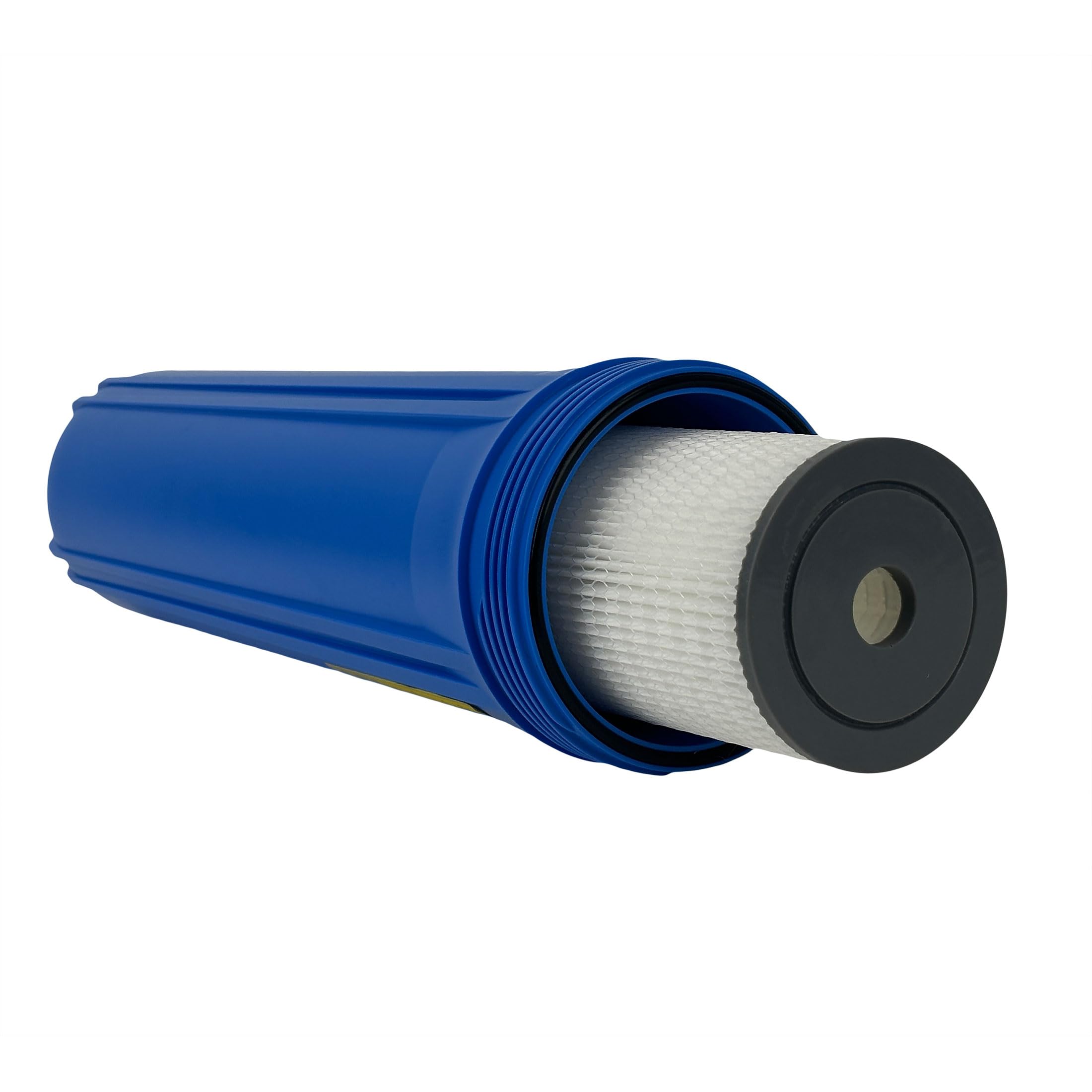Alloggiamento filtro Neo-Pure nero/blu da 50,8 cm | coppa blu con tappo nero | Nessuna riduzione della pressione o tappo standard | Connessione NPT da 1 pollice | Alloggiamento durevole di filtrazione