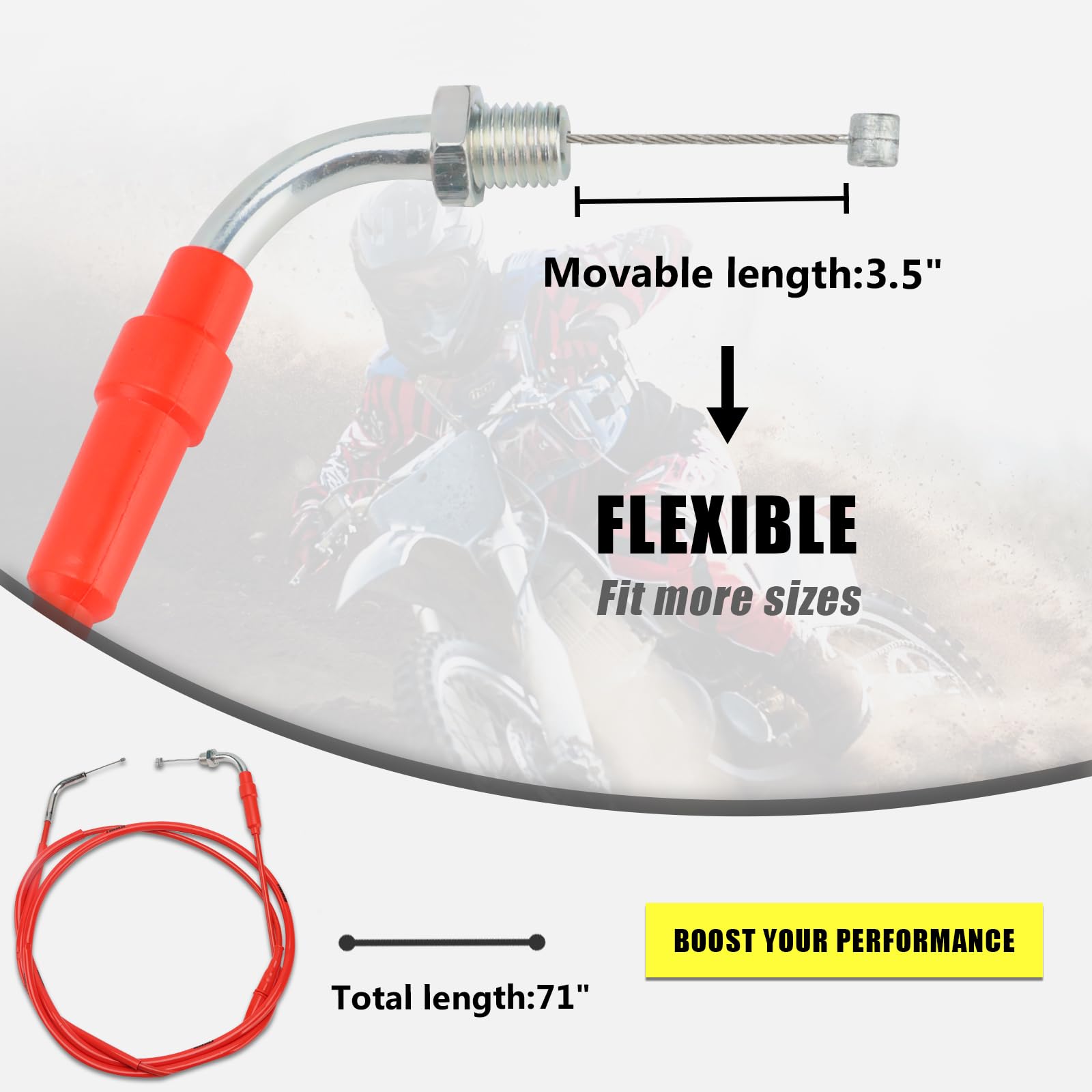 NIBBI 46" Throttle Cable For Yamaha, Kawasaki, Suzuki, Honda, Kayo – Dirt Pit Bike ATV-1375268