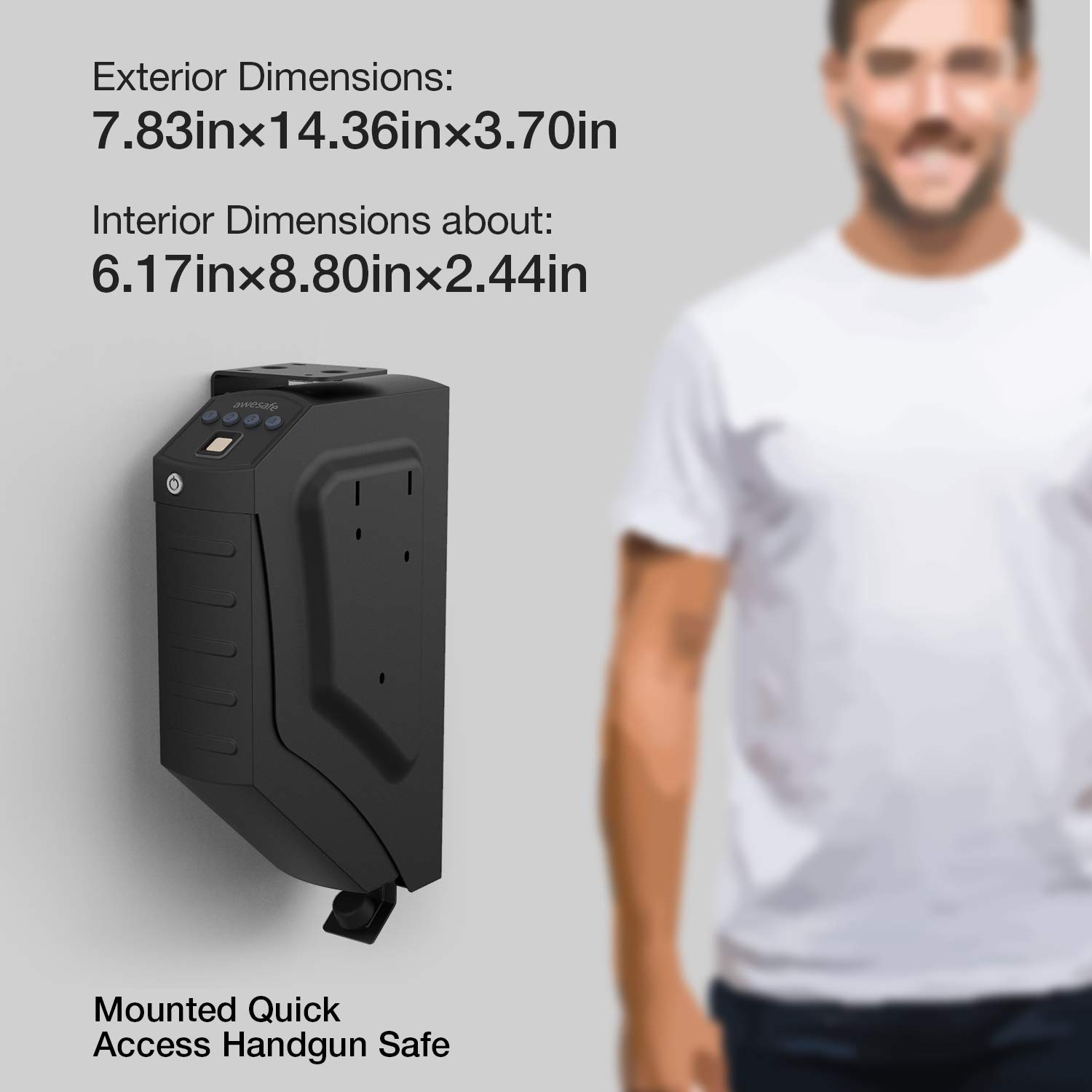awesafe Mounted Gun Safe, Drop Down Biometric Handgun Safe Quick Access