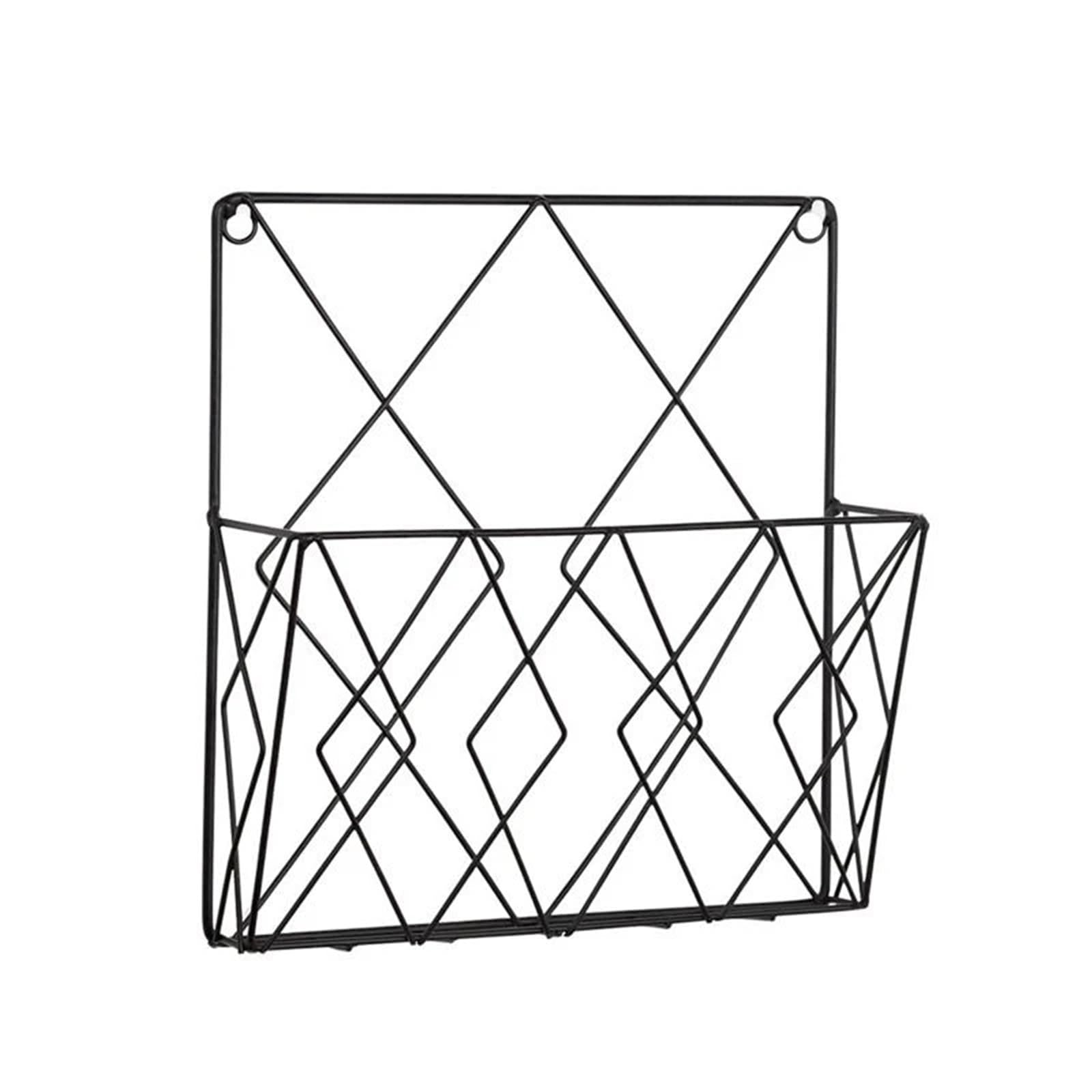 LOVSSU Newspaper Rack Wall Hanging Magazine Holder Rack Mail Letter File Metal For Case(Black)