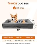 Waterproof Orthopedic Large Dog Bed, Non-Slip Bottom with Washable Cover | Machine Washable, Removable Cover, Egg Foam, Four-Sided Bolster, Joint Pain Relief for Senior Dogs, Indoor, Gray Dog Bed