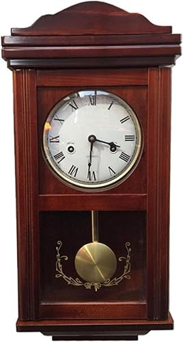 Wall Clock Chime Grandfather European Retro Living Room Decor Mechanical Manual Winding Vintage Roman Numerals Pendulum Movement Solid Wood