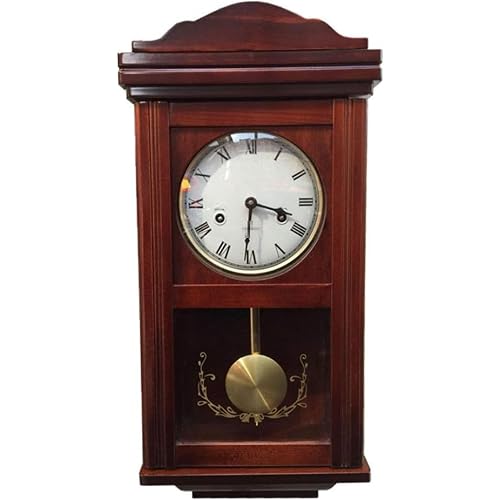 Wall Clock Chime Grandfather Clocks European Retro Living Room Decor Mechanical Manual Winding Vintage Roman Numerals Pendulum Movement Solid Wood