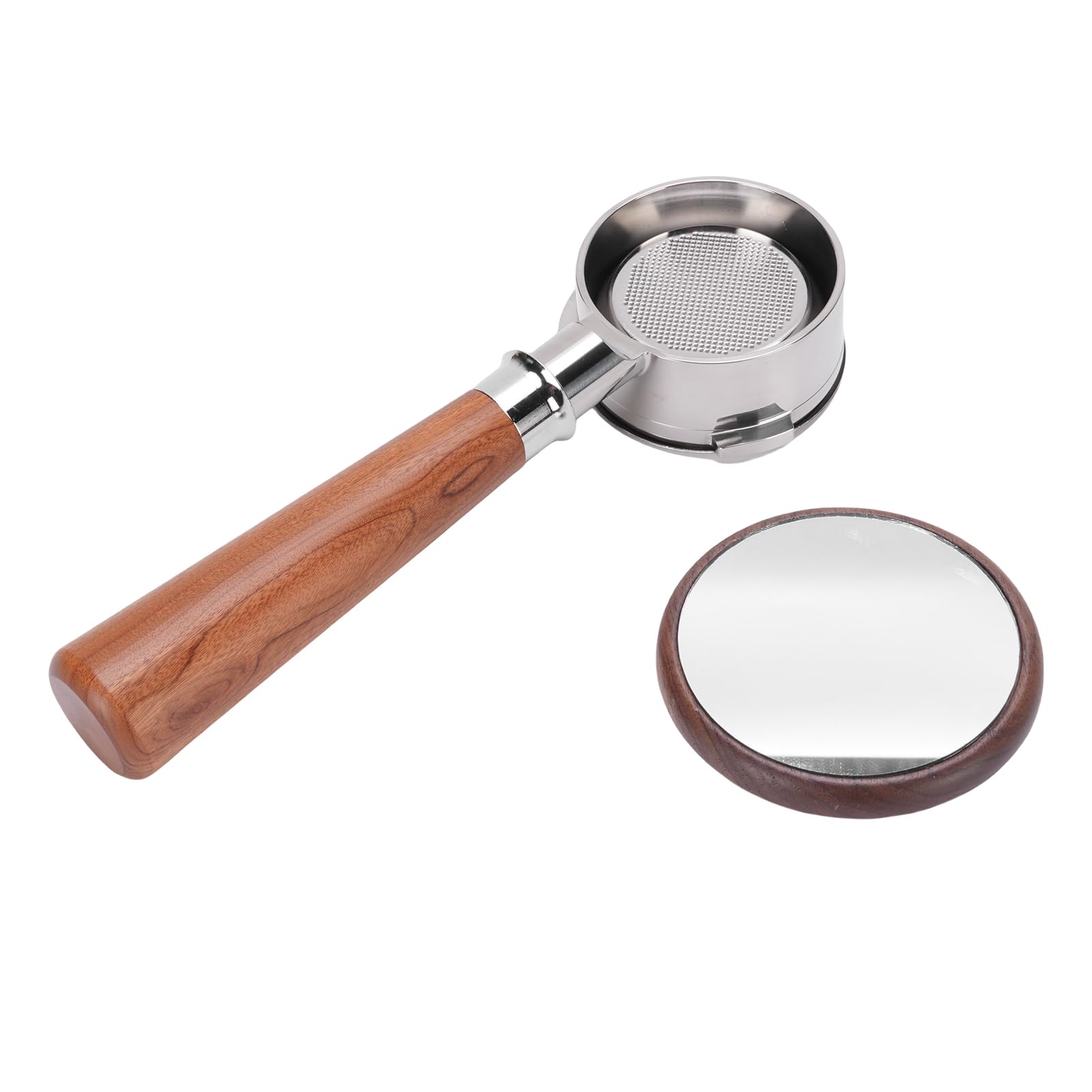 BRRNOO Portafiltro de Café sin Fondo de 58mm con de Madera, para