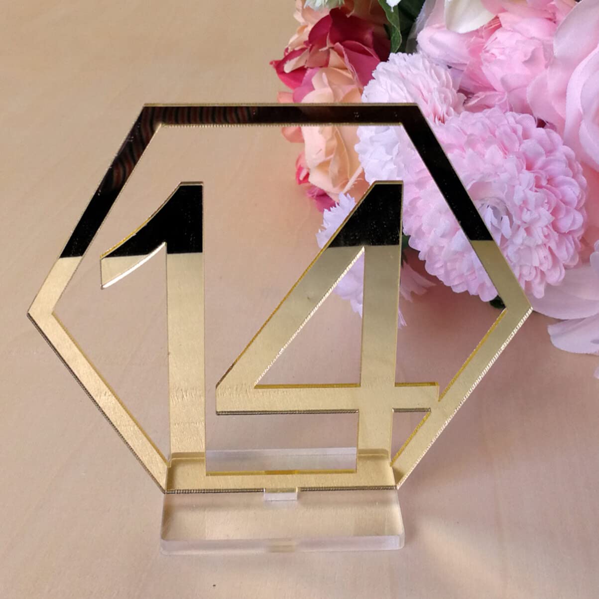 1-20 Números de Mesa de Boda Soporte de Números de Mesa Acrílicos para Recepción de Boda Fiesta Eventos de Cumpleaños Festival O Decoración de Comida (Dorado)
