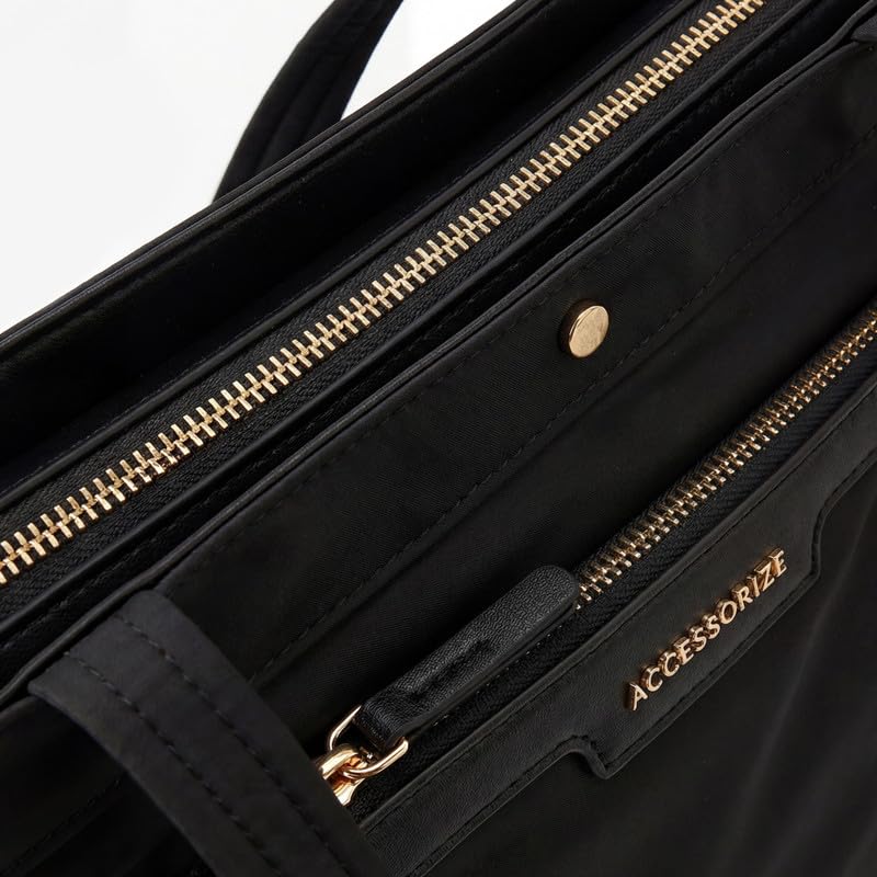 Image of Accessorize London Women's Black Siona Multi-Pocket Tote