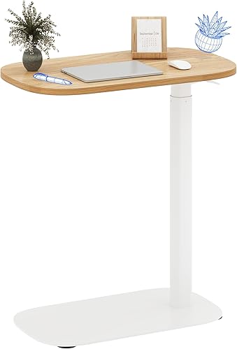 Miniatura 23 de FLEXISPOT Mesa C ajustable con ruedas, mesa auxiliar móvil para aperitivos, sofá, mesita de noche, carrito para laptop, bandeja de TV, mesita de