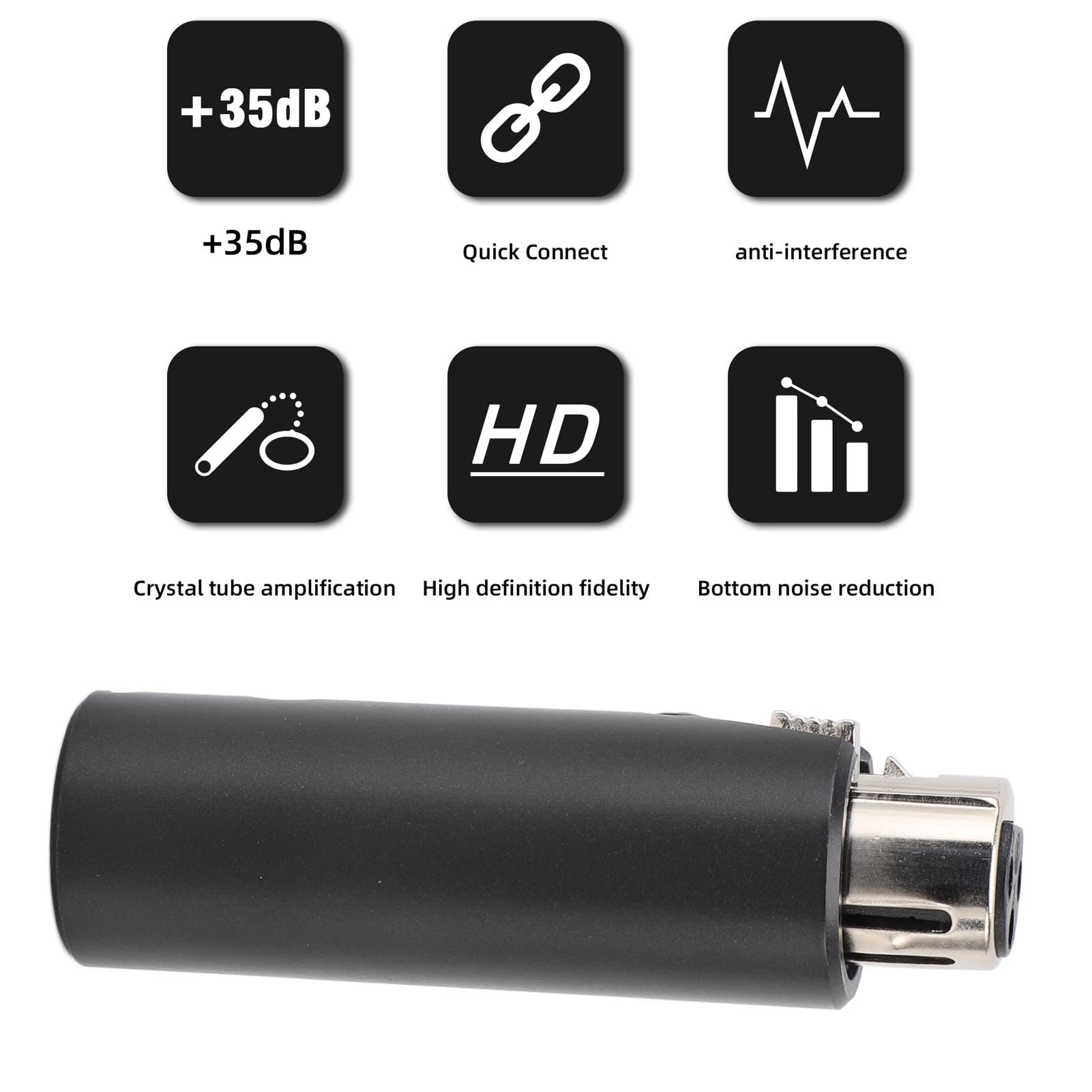 Amplificador de Preamplificador de Micrófono en Línea Profesional de 35dB para Micrófonos Dinámicos, Amplificador de Ganancia de Potencia Fantasma de 48V de Ruido Ultra bajo