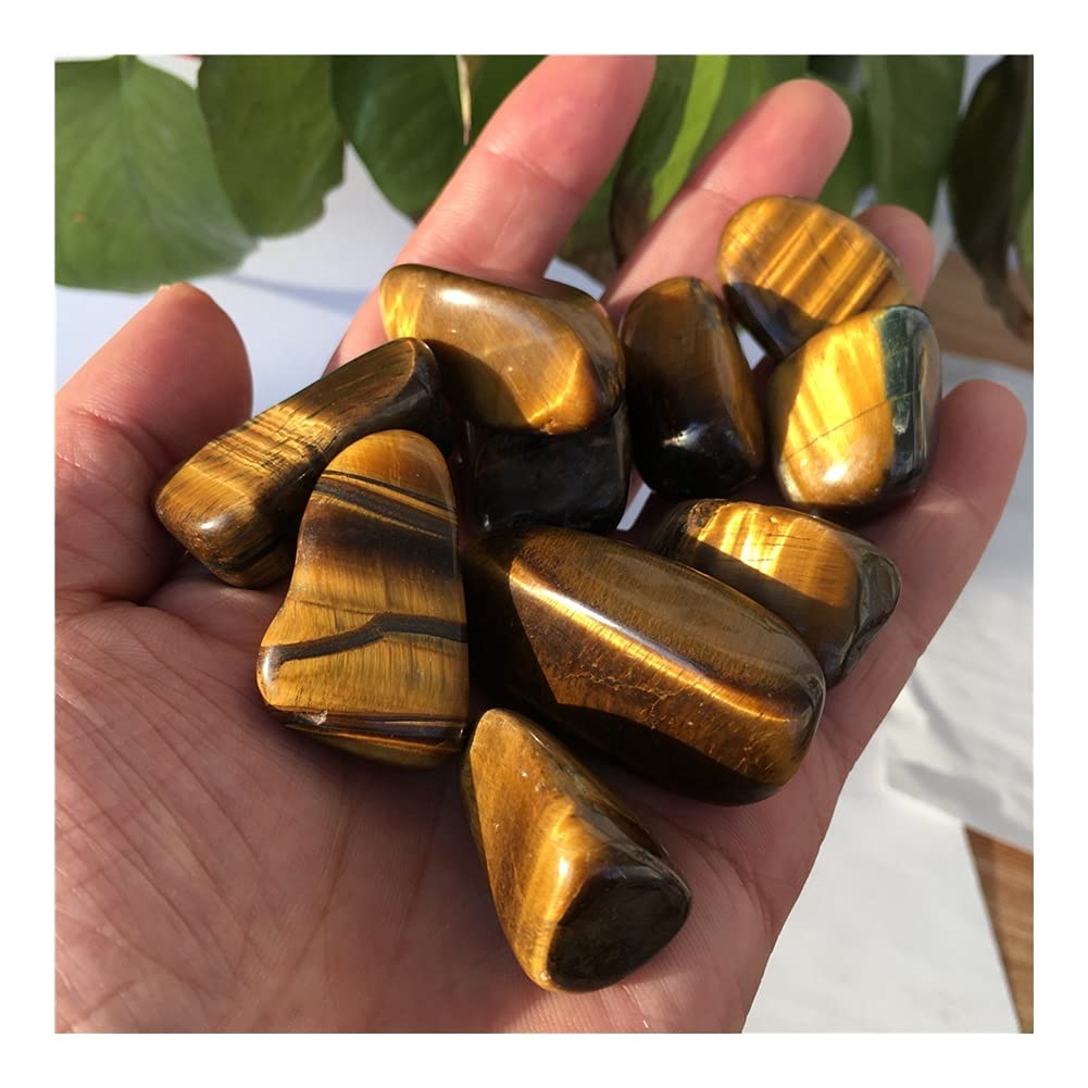 Lleno de Textura Regalo Piedra de Ojo de Tigre Amarillo Natural Grava Piedra de Cristal Grava Acuario jardín Piedra decoración para (Size : 500g)
