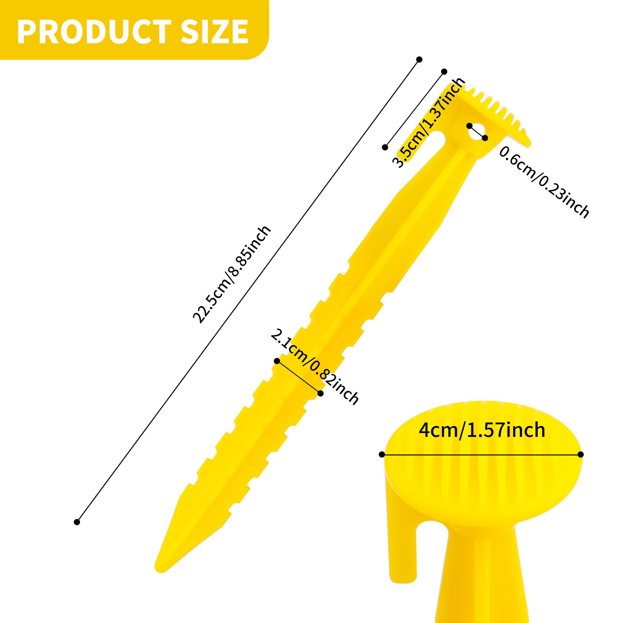 KEJJNYER 36 Pack Plastic Tent Stakes Heavy Duty, 9 Inch Plastic Yard Stakes for Outdoor Inflatables Beach Tent Stakes, Plastic Tent Pegs for Sand, Camping, Gardening