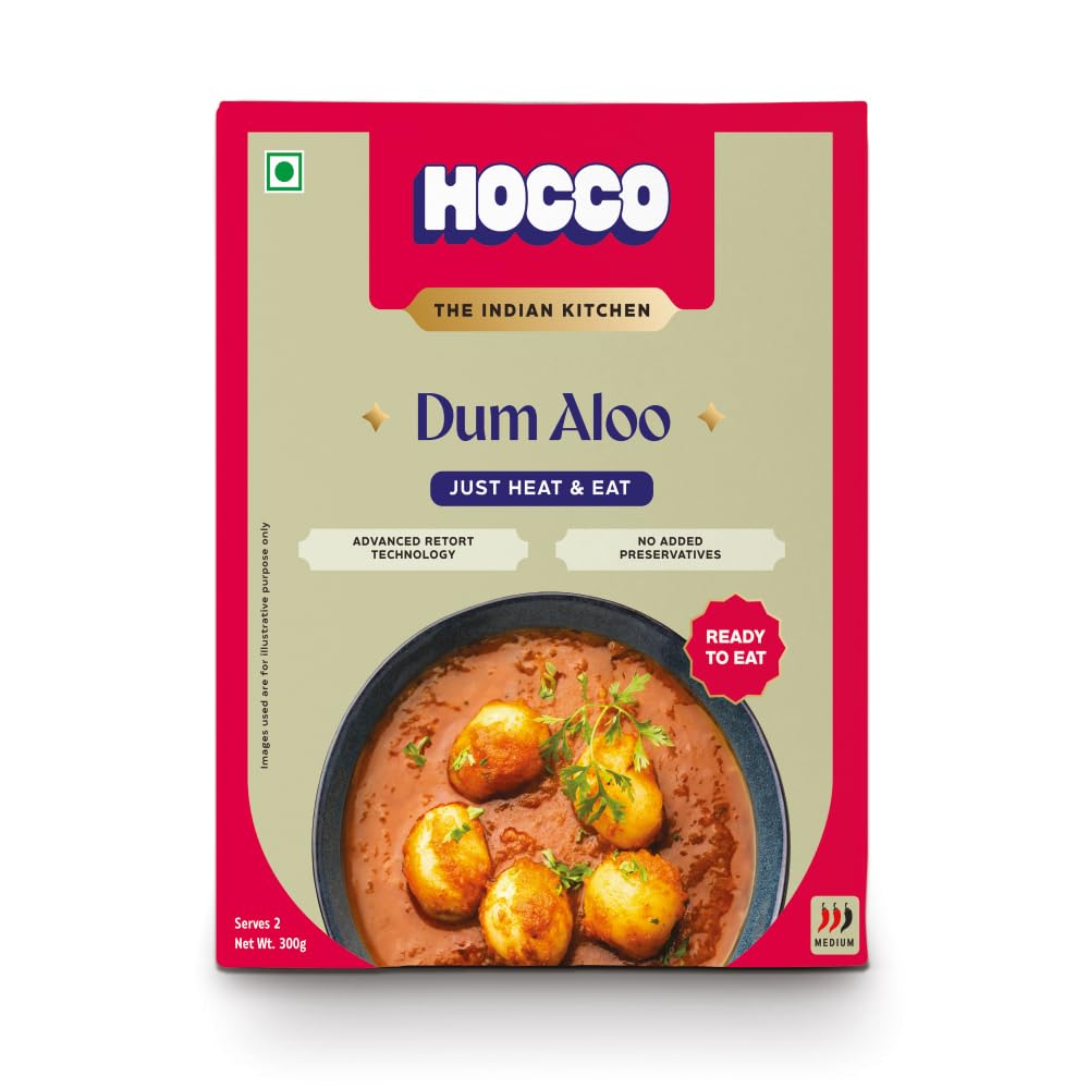 Hocco Dum Aloo Sabji Ready To Eat | Just Heat & Eat | Authentic Pure Veg Indian Food | No Added Preservatives Or Artificial Colors | Meal Ready In 5 Minutes | Microwaveable | Serves 2 | 300 gm (B0DB7RGMX3) Amazon Price History, Amazon Price Tracker