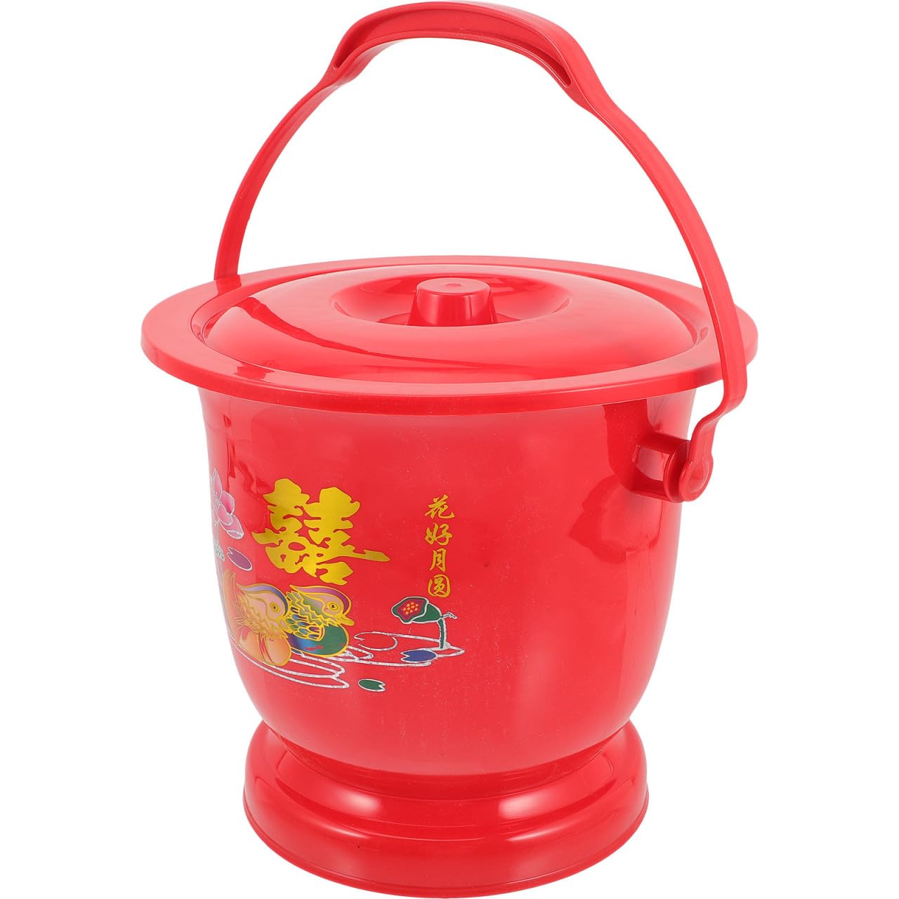 Sturdy Plastic Home Spittoon with Lid and Handle for Elderly People, Reusable and Drop-resistant Bedroom Urinal Pot for Indoor Use