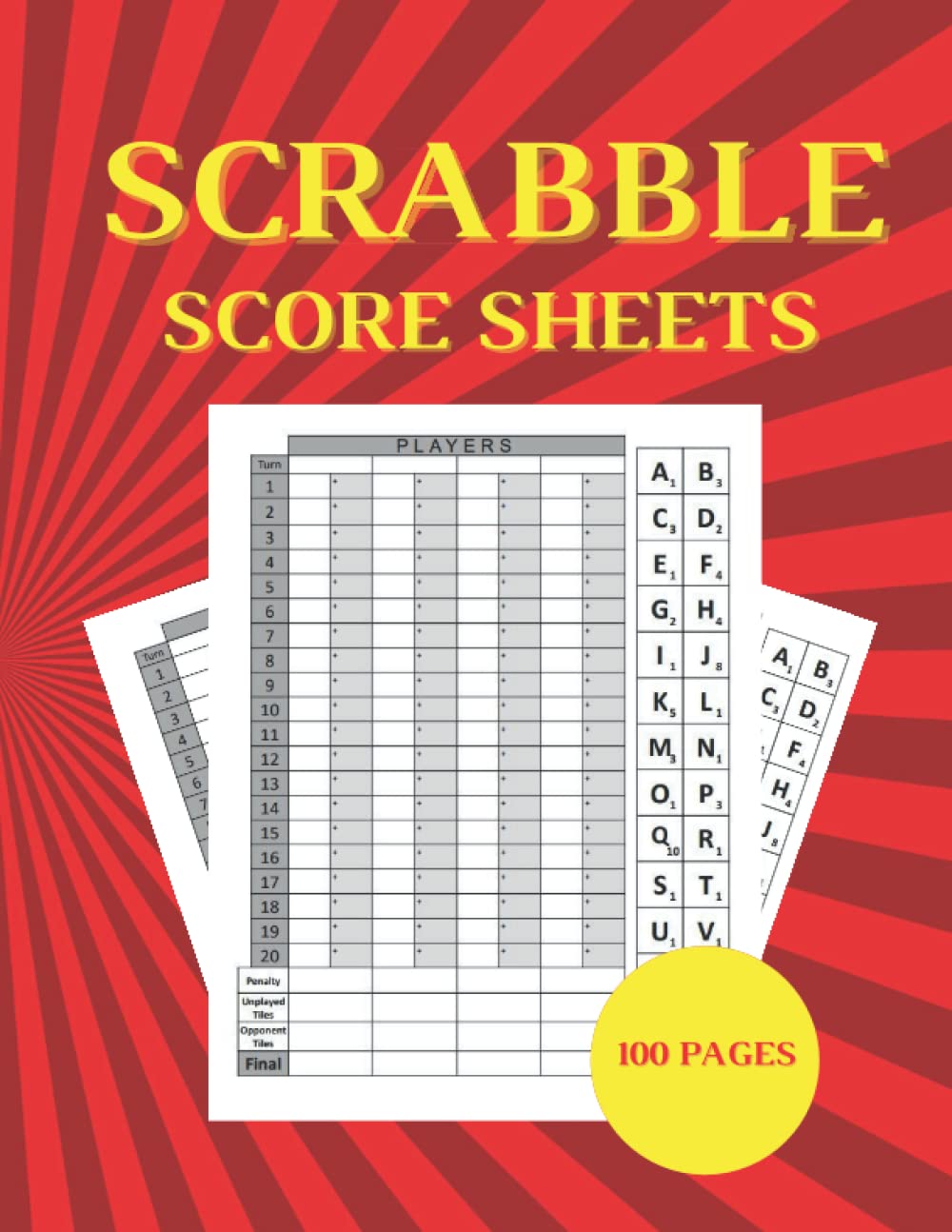 Scrabble Score Sheets: 100 Large Score Pads for Scorekeeping – Scrabble Score Pads with Size 6 x 9 | Scrabble Score Cards | Score Keeping Pads
