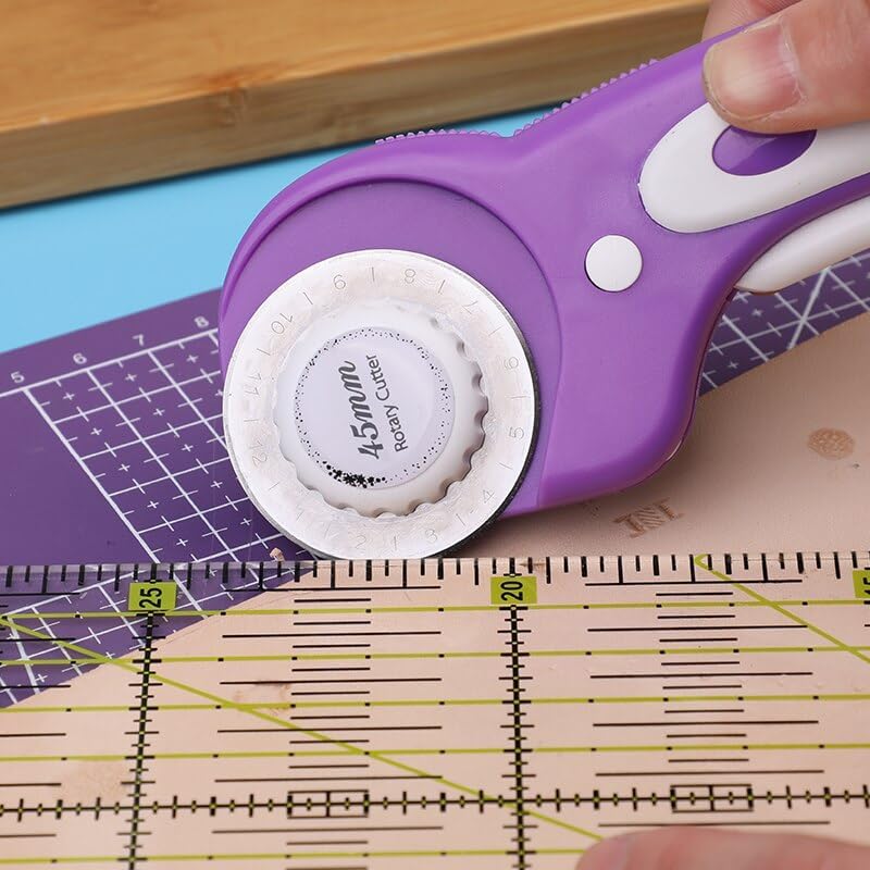 Fenrry 6Colors 45mm Rotary Cutter Leather Cutting Tool Fabric Cutter Circular Blade DIY Patchwork Leather Craft Tools Practical - (Color: Blue)