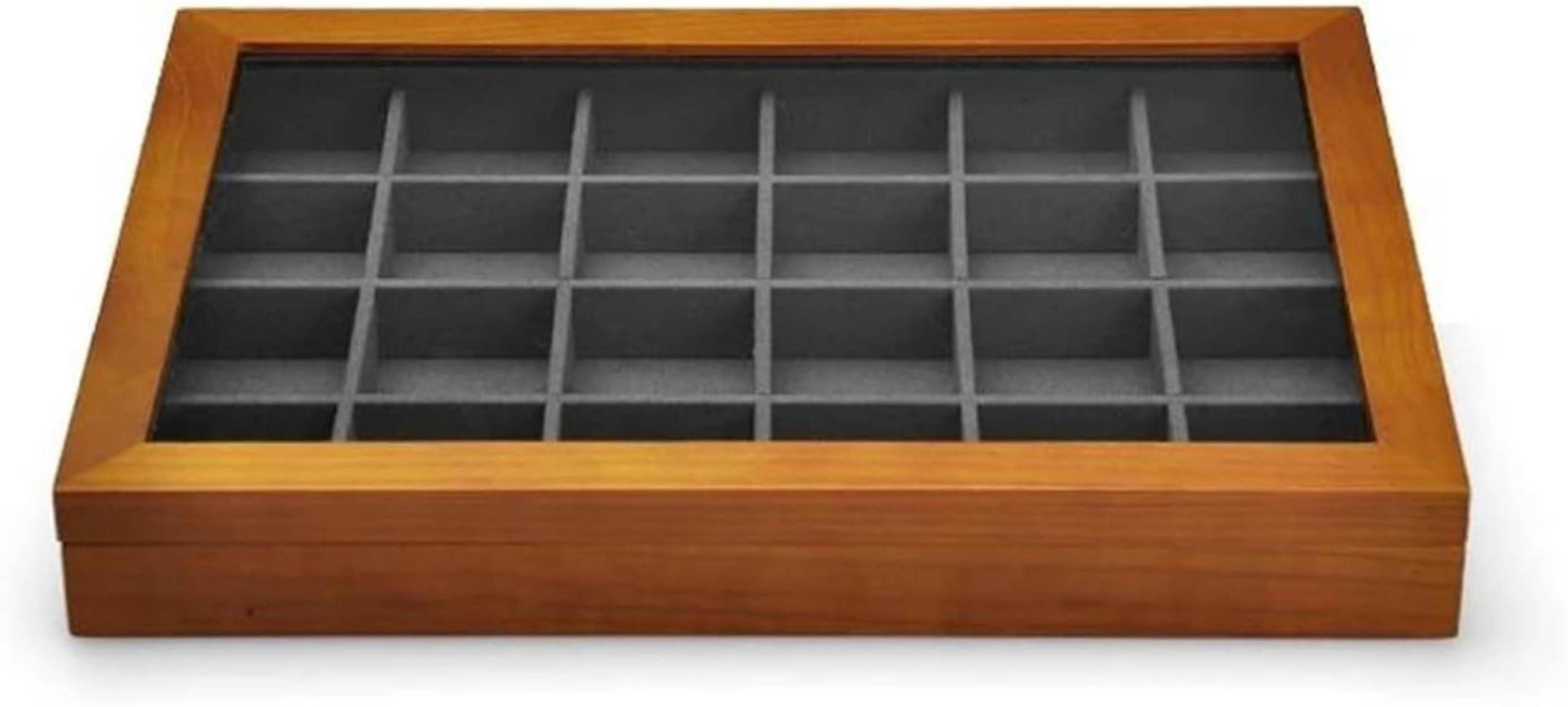 Caja organizadora de Joyas de Madera para Anillos, Cajas Grandes con Tapa Transparente, Almacenamiento apilable de Madera Maciza para Joyas~/ (Gris Oscuro BA)
