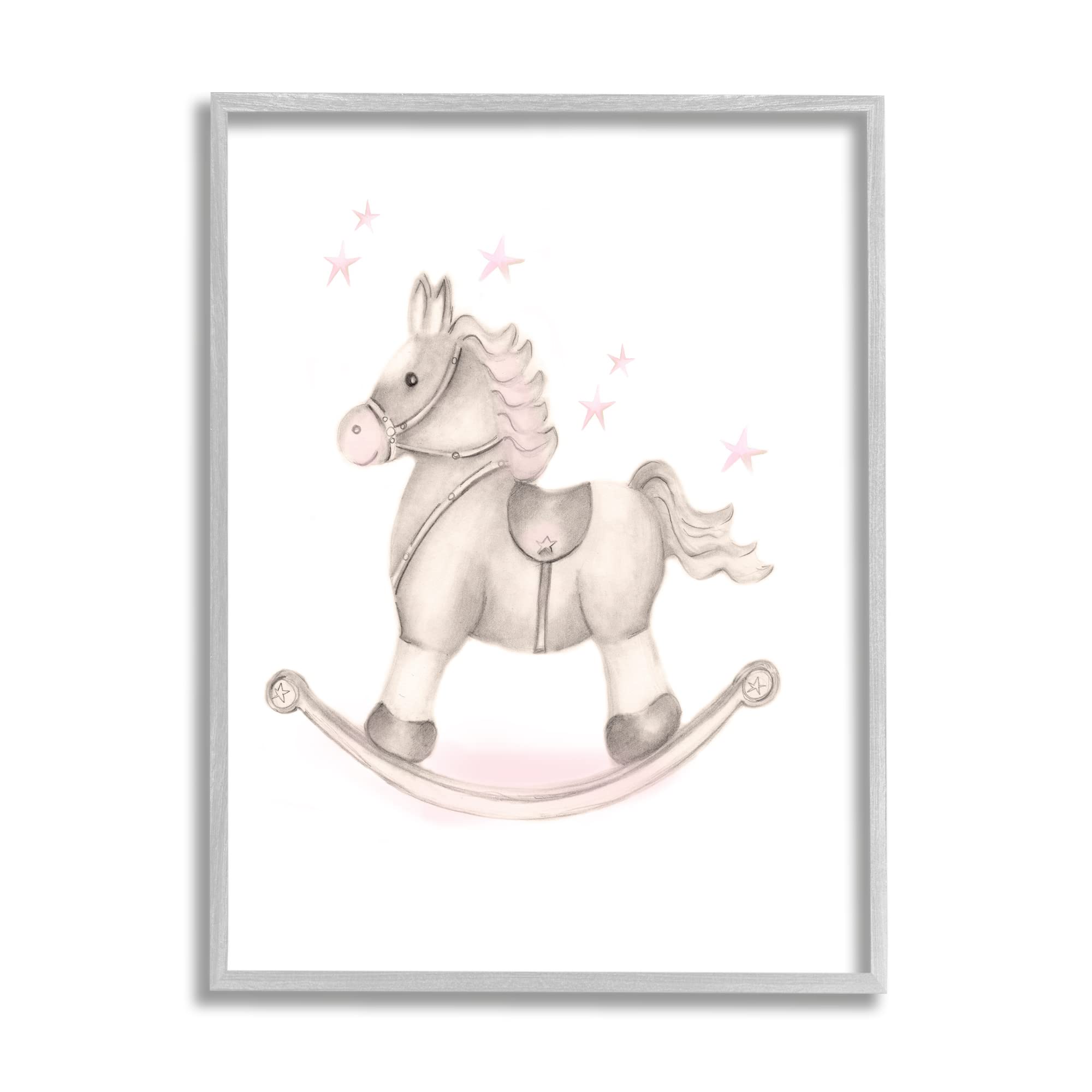 Stupell Industries Pink Rocking Horse Kids Nursery Toy Illustration, Design by Studio Q