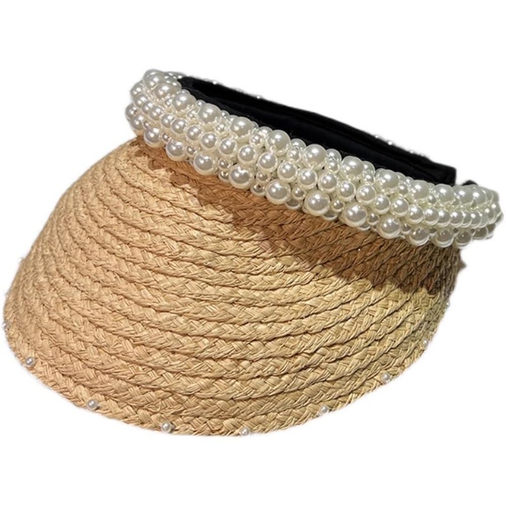 Sonnenvisor Damen Sommer Outdoor Hut Sonnenschutz Topless Strohhut für Angeln, Laufen
