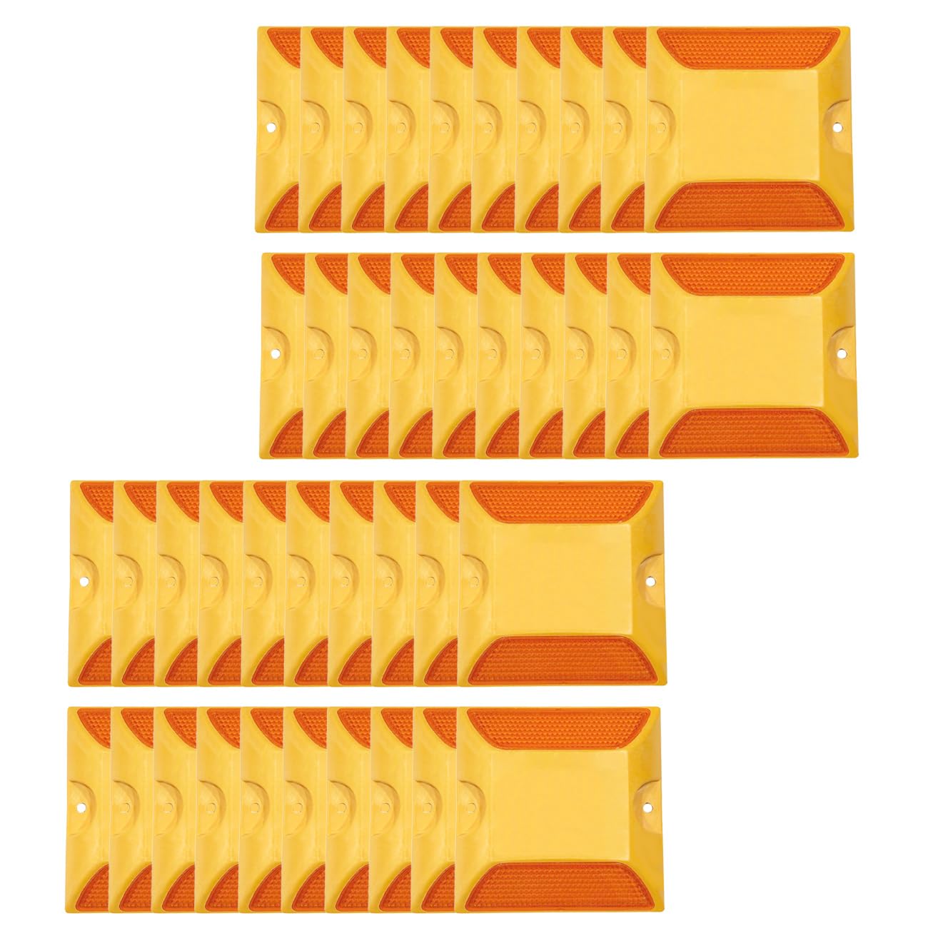 Road Reflectors Driveway Markers 40 Pack, 4" By 4" Double Sided Concrete Reflective Driveway Marker Reflector Sticks Pavement Ground Markers Studs for Driveway Road Highway Asphalt (Yellow, 40 Pack) — image 1