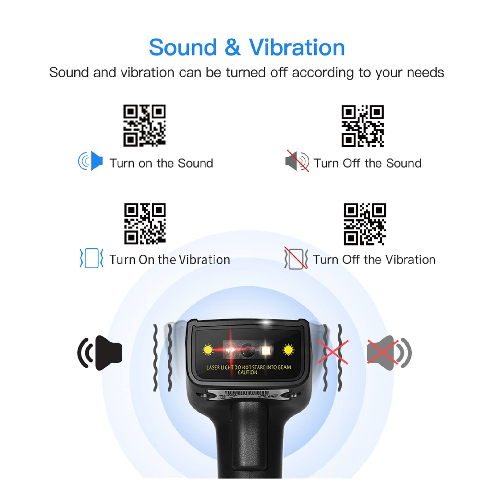 Lettore di codici a barre 1D 2D QR. Scanner for codici a barre portatile con prefisso batteria ricaricabile da 2 in-in-1Connection 1200mAh / cifre suffisso per inventario