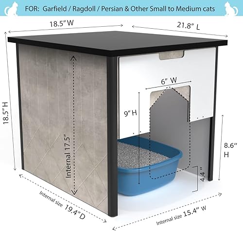 Miniatura 2 de Palram Pets CATSHIRE - Caja de arena para gatos, mueble oculto, mesa auxiliar funcional para casa de mascotas, mesita de noche, bisagra de puerta de