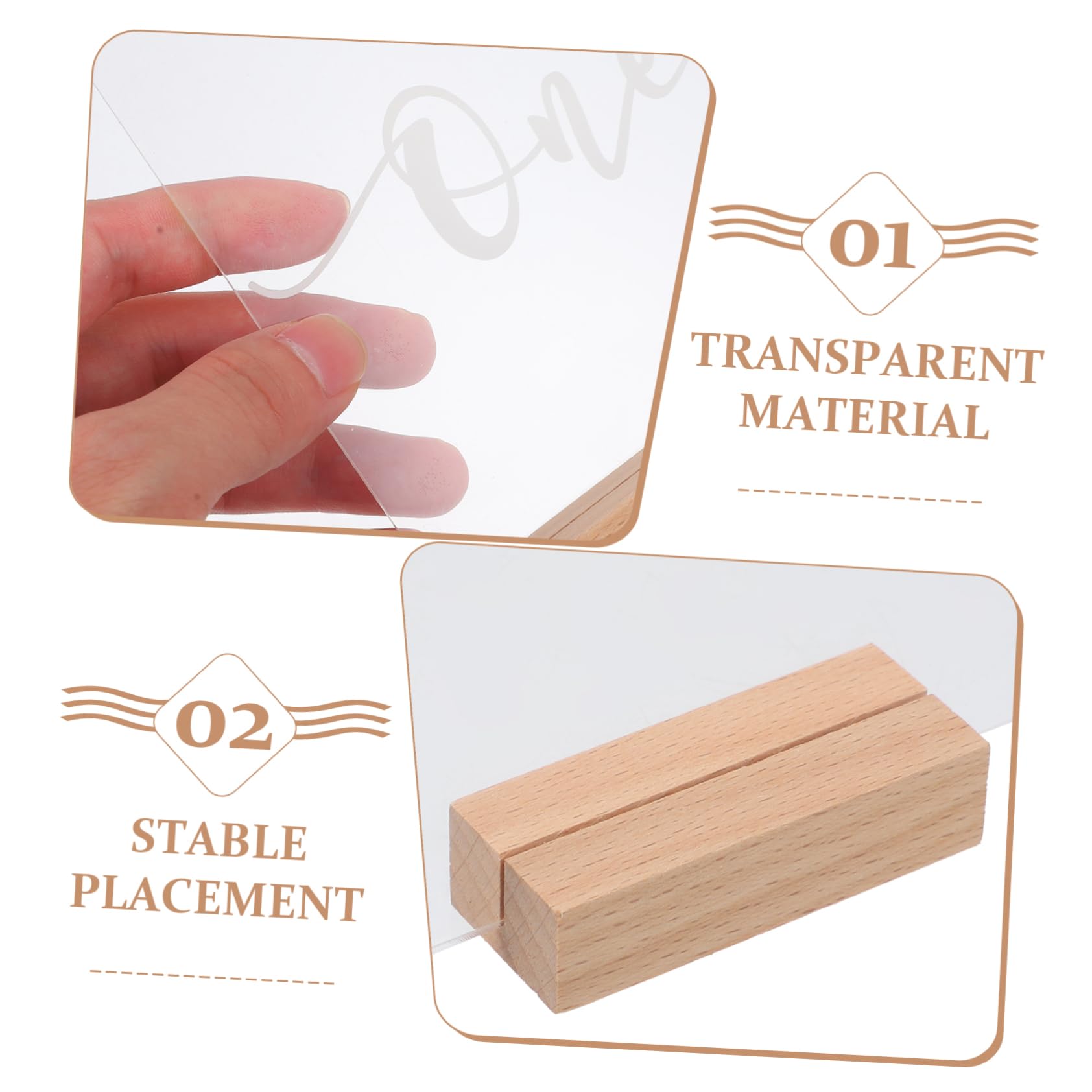 Numeri Tavolo Rotondi 10 Set in Acrilico con Base in Legno | Matrimonio ed Eventi, Linee Lisce, Stile Moderno e Semplice, Decorazioni per Tavoli