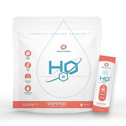 Cellutrex H2O - Paquetes de hidratación de pomelo sin azúcar, mezcla de bebidas electrolíticas sin aditivos para entrenamientos, ayuno y más, sin