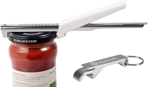 Kichwit Abridor de tarros ajustable para artritis, manos débiles y personas mayores, abre fácilmente tapas de tarros y botellas de 3/8 a 4 pulgadas,