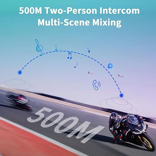 Miniatura 2 de VCOROS Auriculares para casco de motocicleta con luces RGB, intercomunicador de casco de 2 vías para 2 conductores, intercambio de música (N+), chip